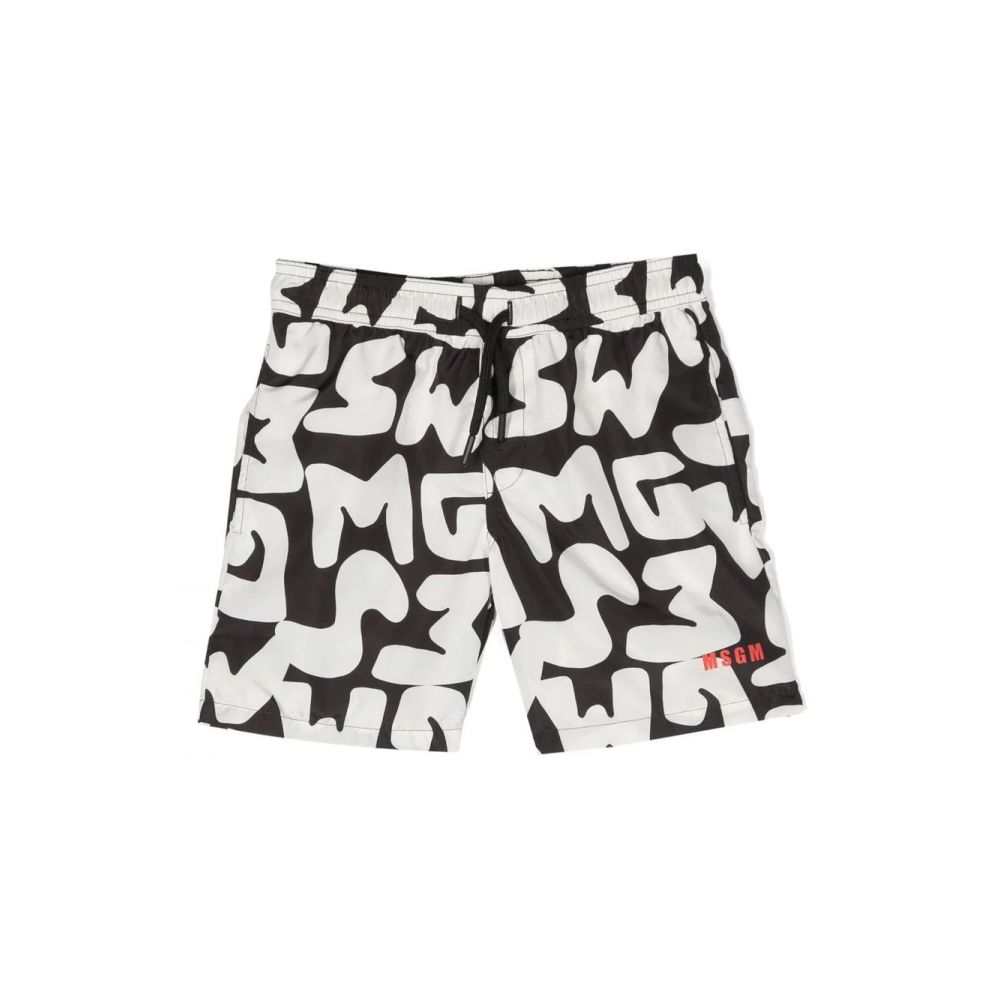 MSGM Kids - logo-print drawstring-waisted shorts