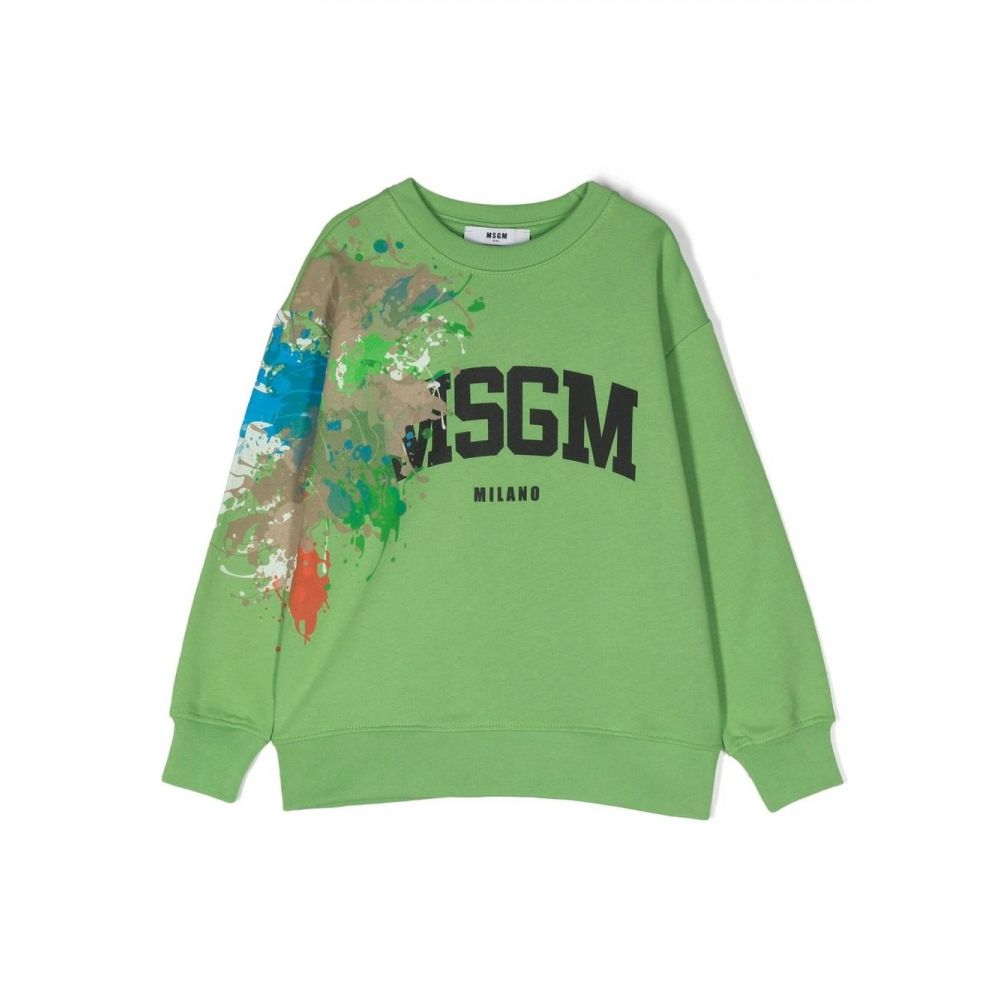 MSGM Kids - paint-splatter logo-print sweatshirt