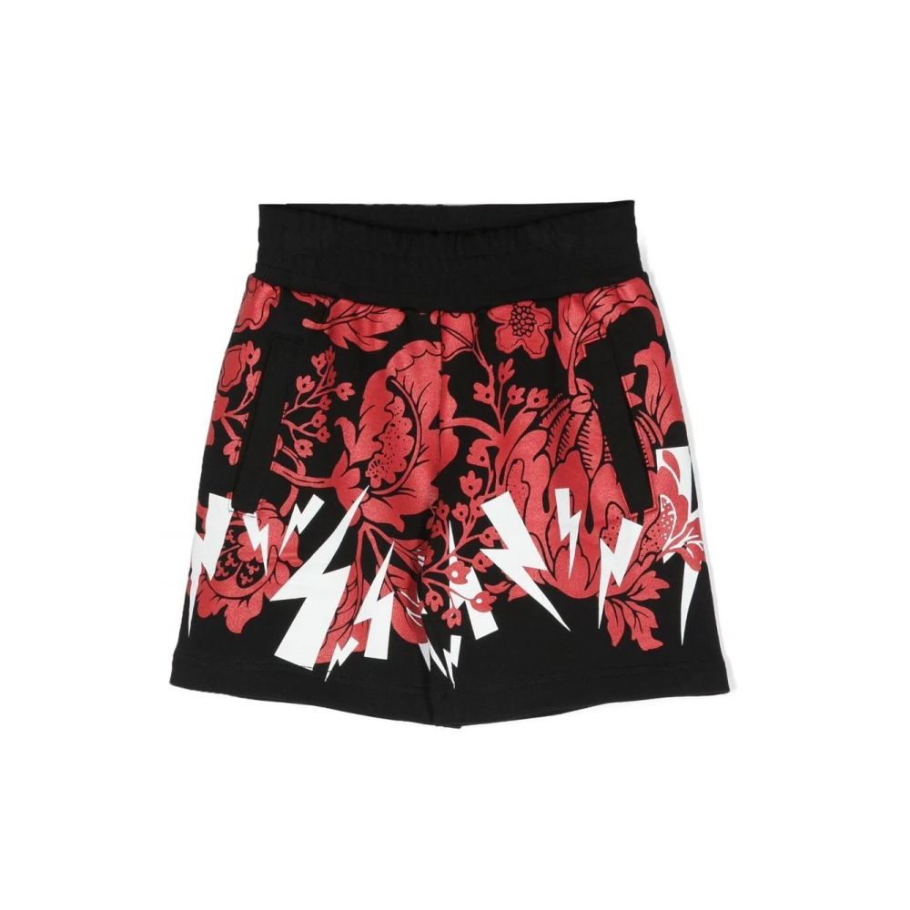 Neil Barrett Kids - logo-print floral shorts