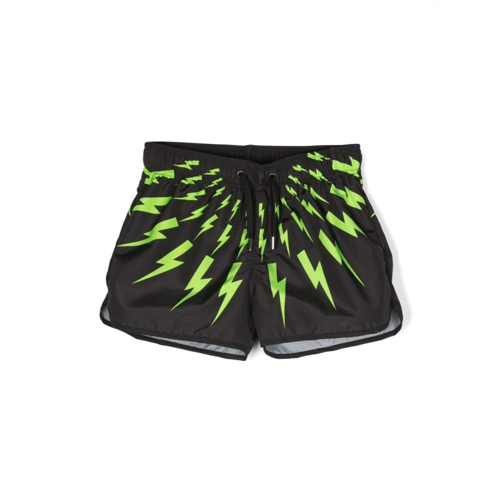 Neil Barrett Kids - lightning bolt-print swim shorts