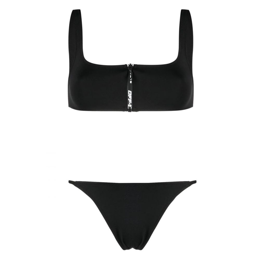 Off-White - zipped logo-print bikini