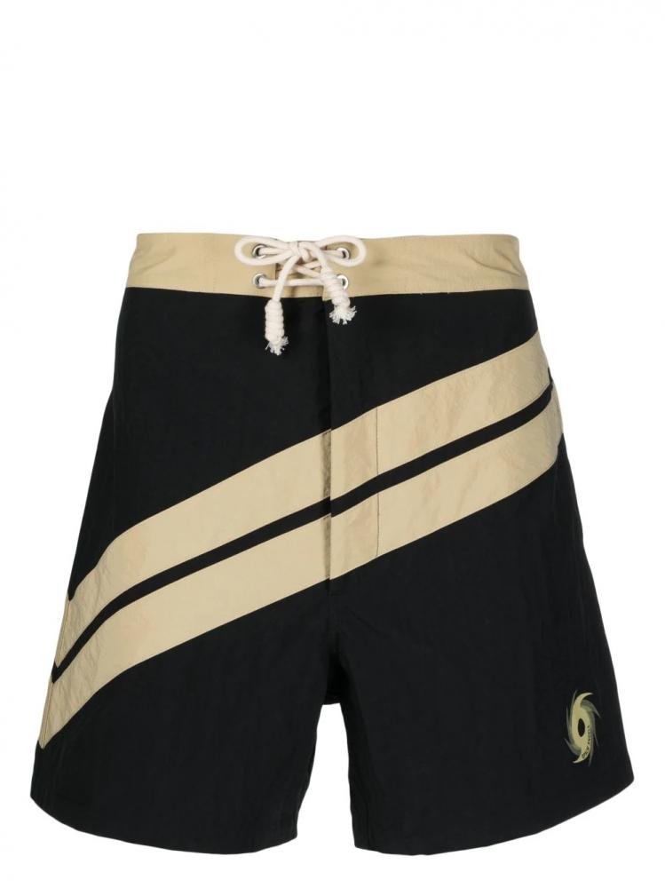 Palm Angels - diagonal-stripe swim shorts