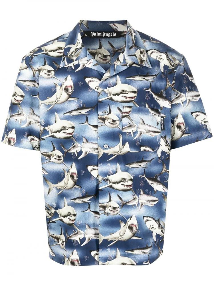 Palm Angels - Sharks-print bowling shirt