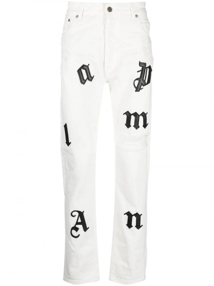 Palm Angels - logo-patch distressed jeans