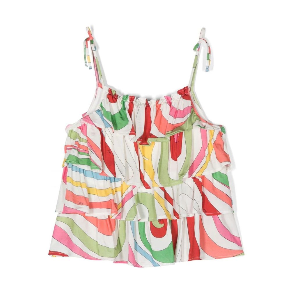Pucci Kids - graphic-print tiered blouse