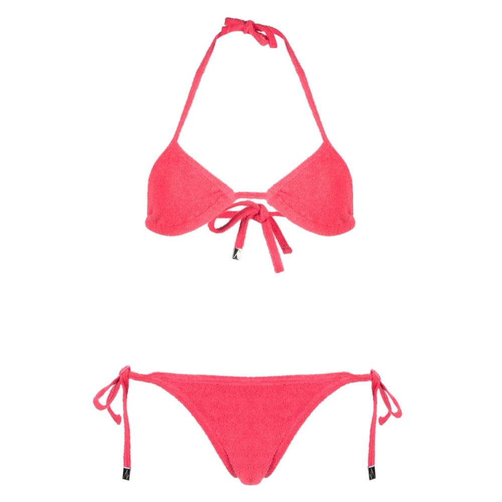 The Attico Beachwear - terry-cloth triangle bikini set