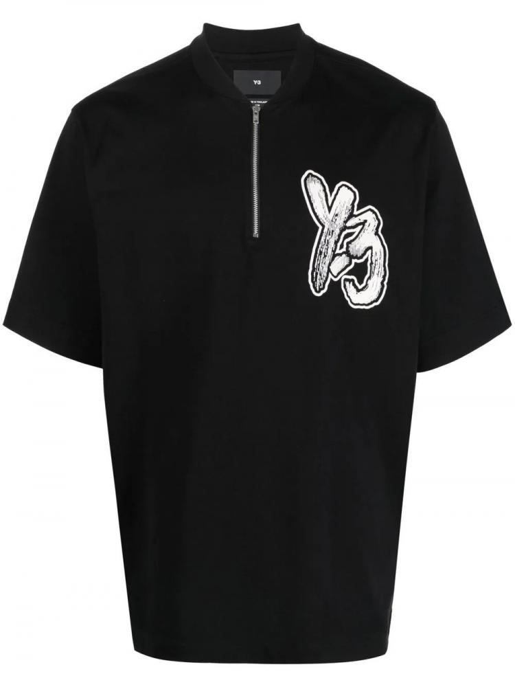 Y-3 - zip-up logo-print T-shirt