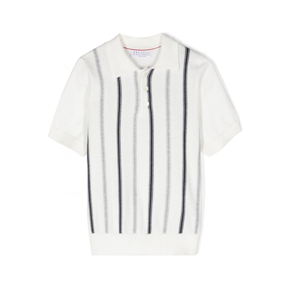Brunello Cucinelli Kids - striped cotton polo shirt