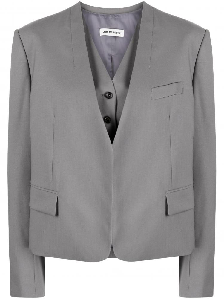Low Classic - V-neck wool vest and blazer set