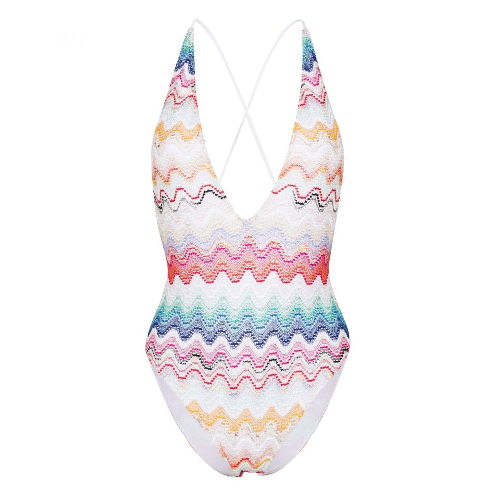 Missoni Mare - wave-pattern V-neck swimsuit