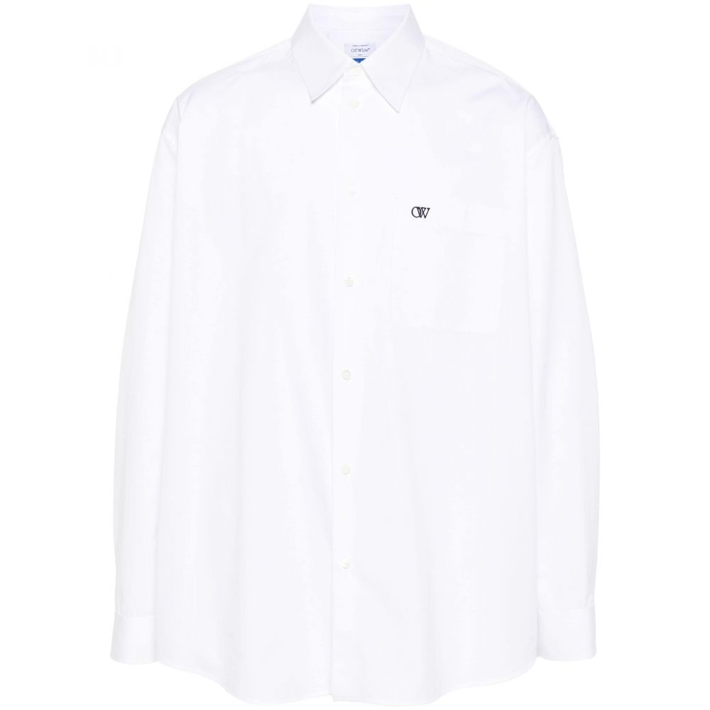 Off-White - logo-embroidered cotton shirt