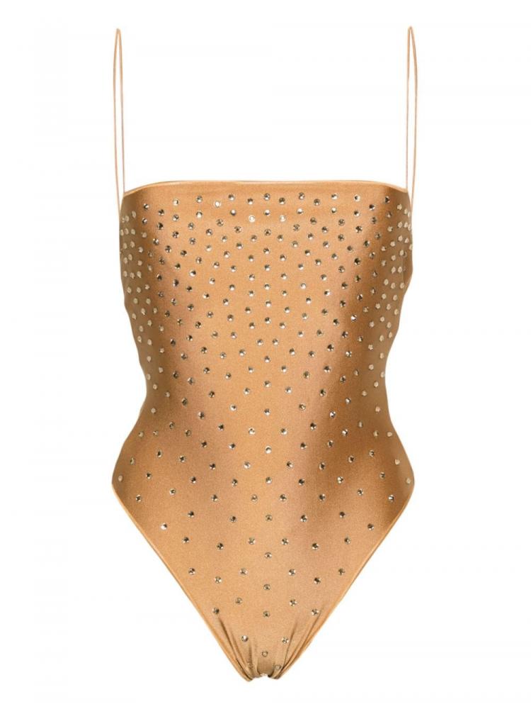 Oseree - Crystal-embellished high-cut one-piece