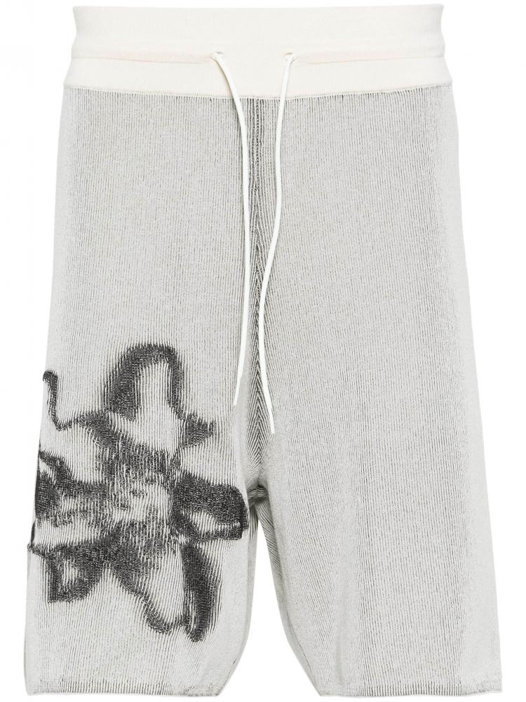Y-3 - GFX flower-jacquard ribbed shorts