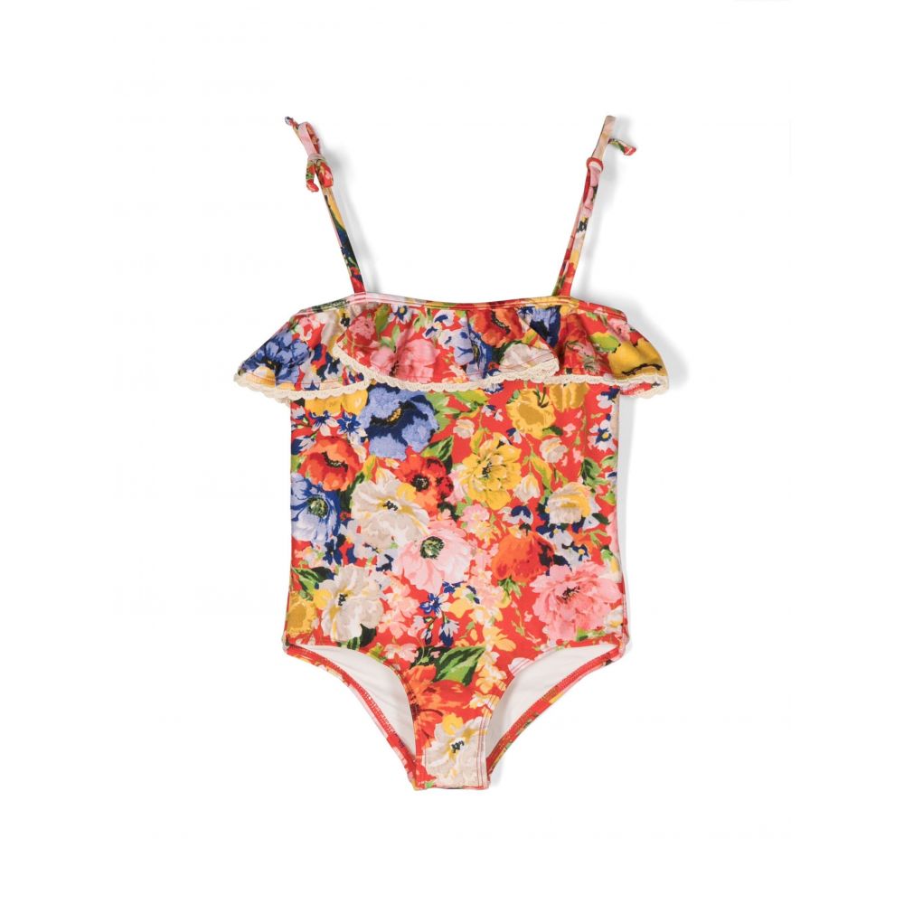 Zimmermann Kids - floral-print ruffled swimsuit