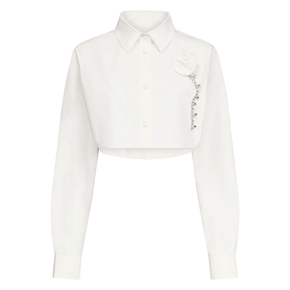 Area - crystal-embellished cropped shirt