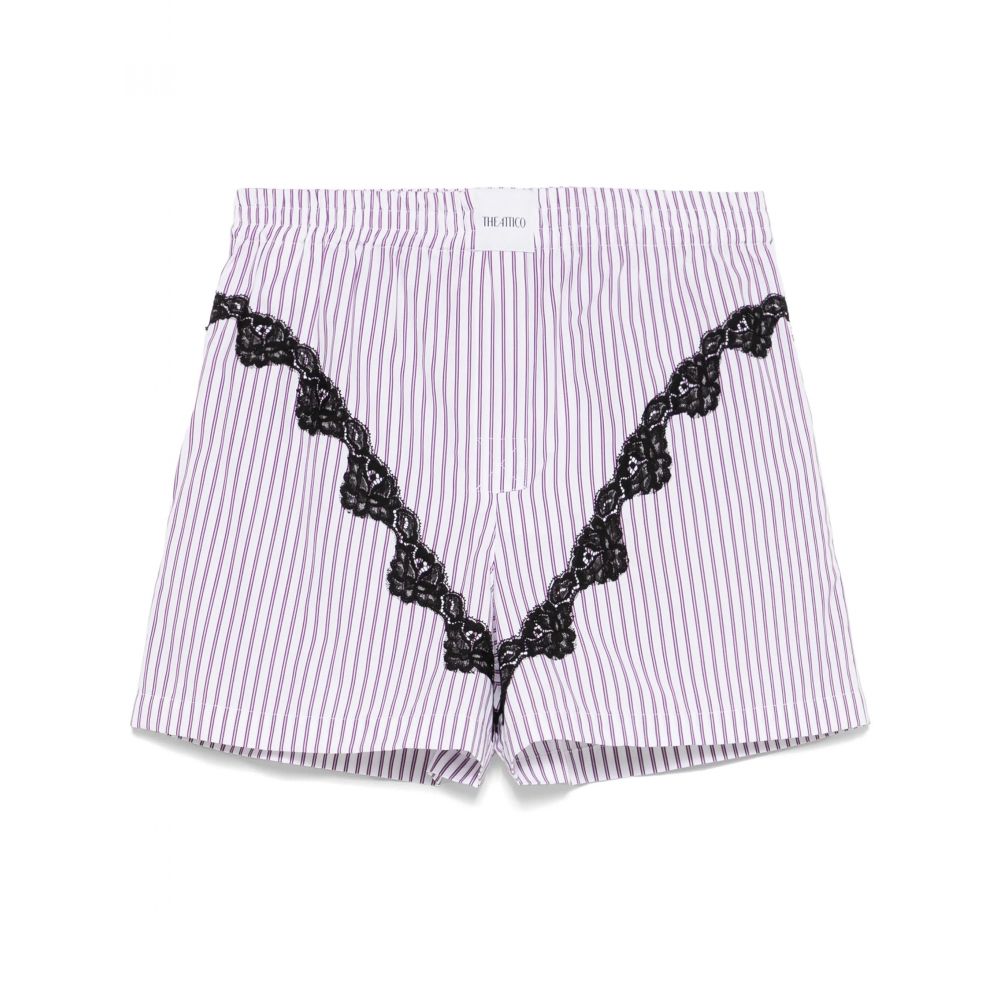 The Attico - striped poplin shorts