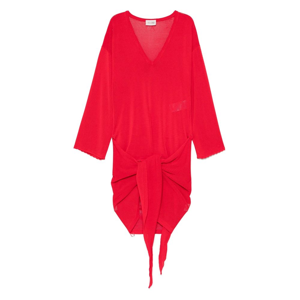 The Attico Beachwear - V-neck knotted mini dress