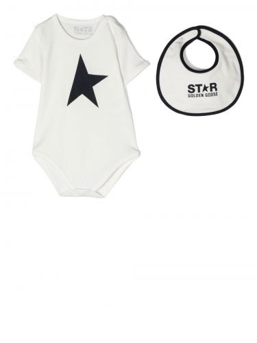 star print babygrow black white