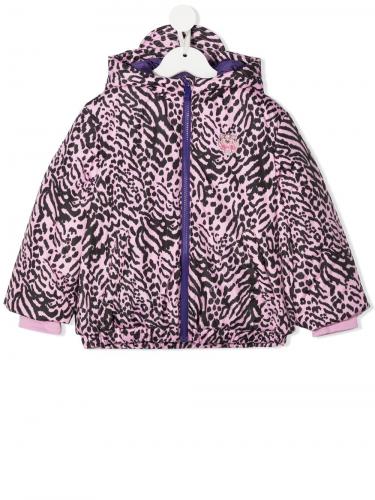 animal-print embroidered puffer jacket