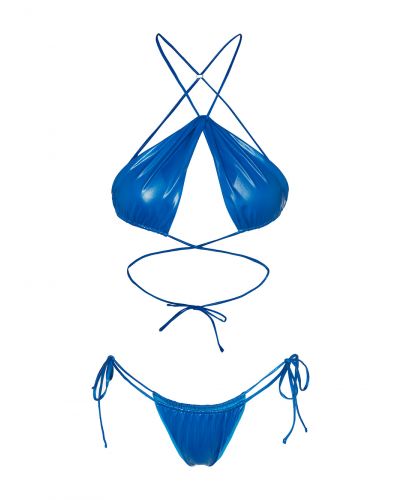 blue shiny lycra bikini