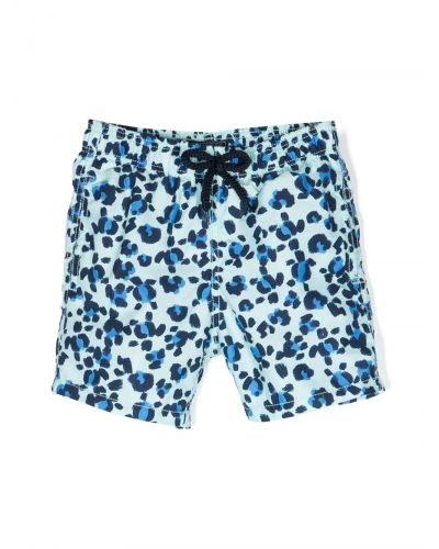leopard-print swim shorts