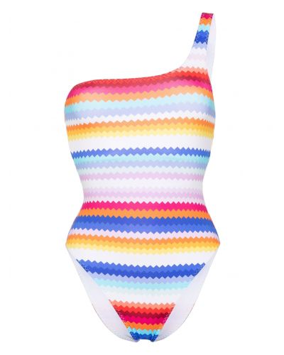 zigzag-print one-shoulder swimsuit