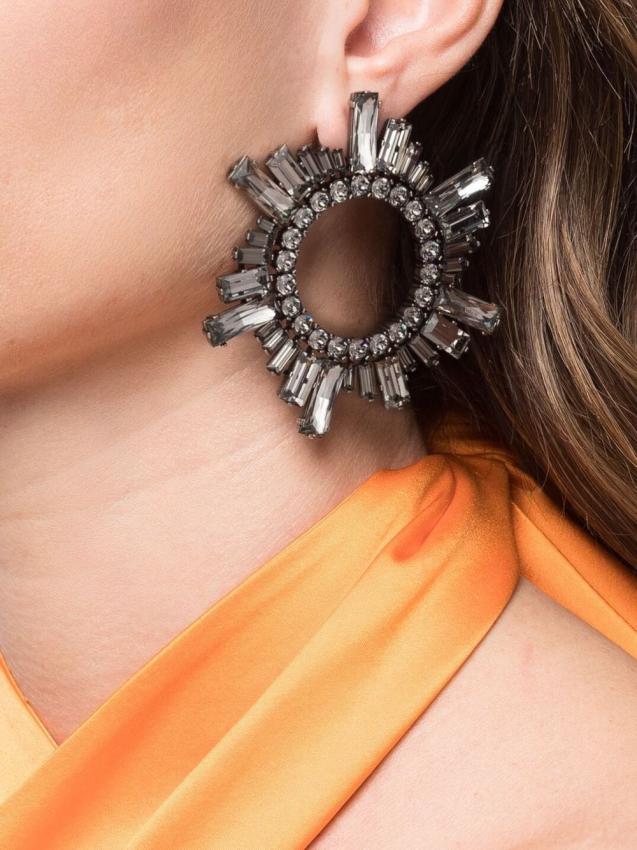Amina Muaddi - Silver glass round crystal stud earrings