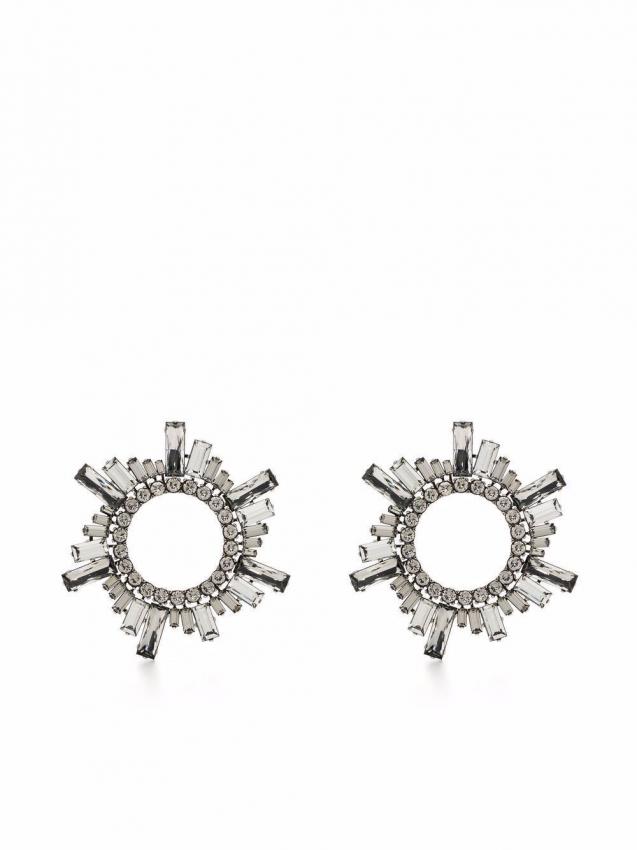 Amina Muaddi - Silver glass round crystal stud earrings