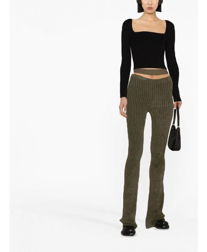 Andreadamo - ribbed-knit bootcut trousers