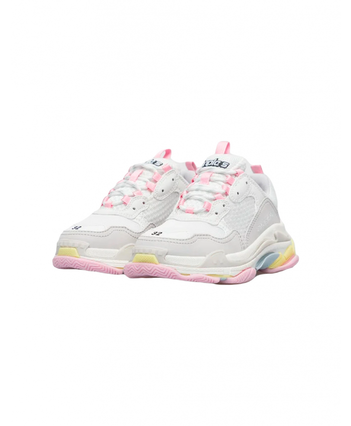 Balenciaga Kids - Triple S Kids Sneakers In White With Pastel Multicolor Details