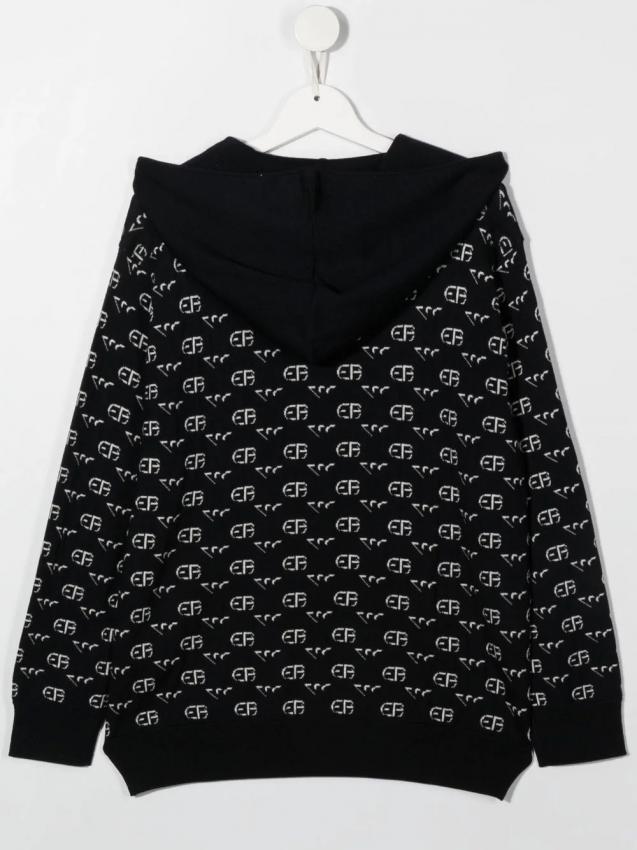Emporio Armani Kids - TEEN monogram-pattern zip-up hoodie