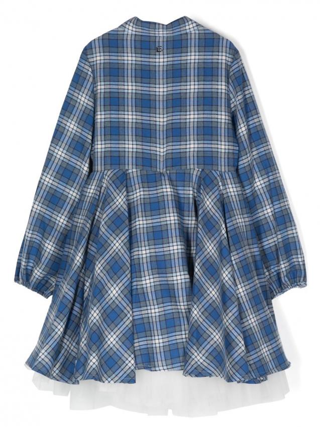 Ermanno Scervino Kids - floral-embroidered check-print shirtdress