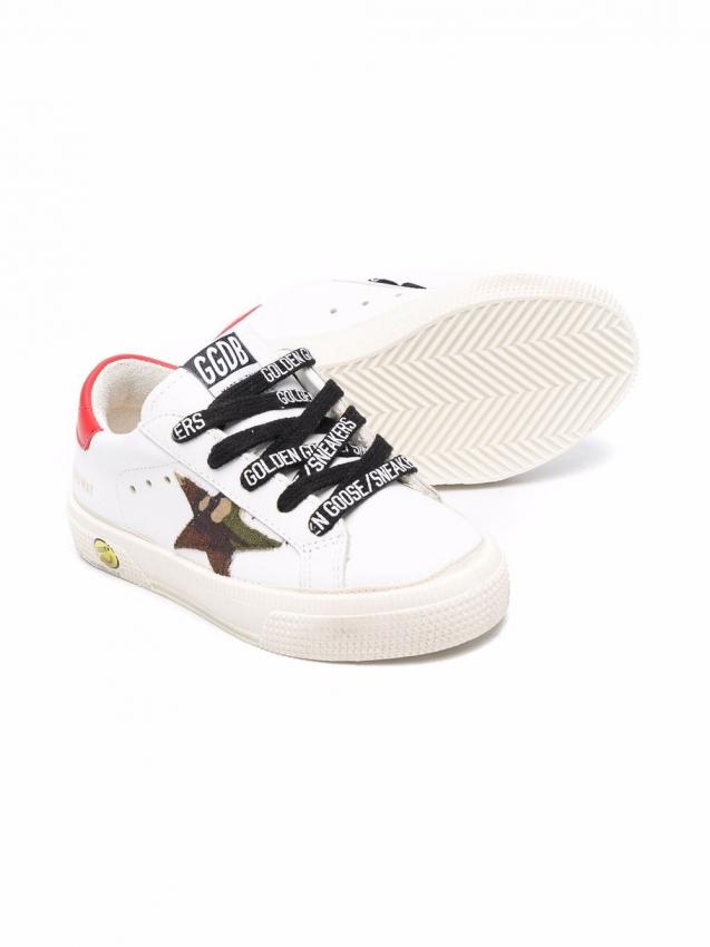 Golden Goose Kids - camo-patch lace-up sneakers red heel