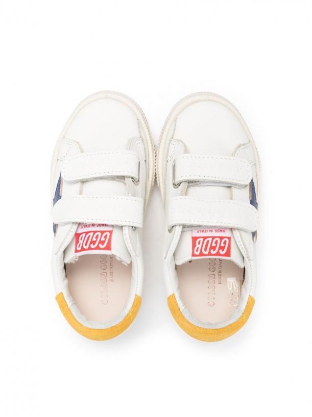 Golden Goose Kids - star-patch touch-strap sneakers yellow blue