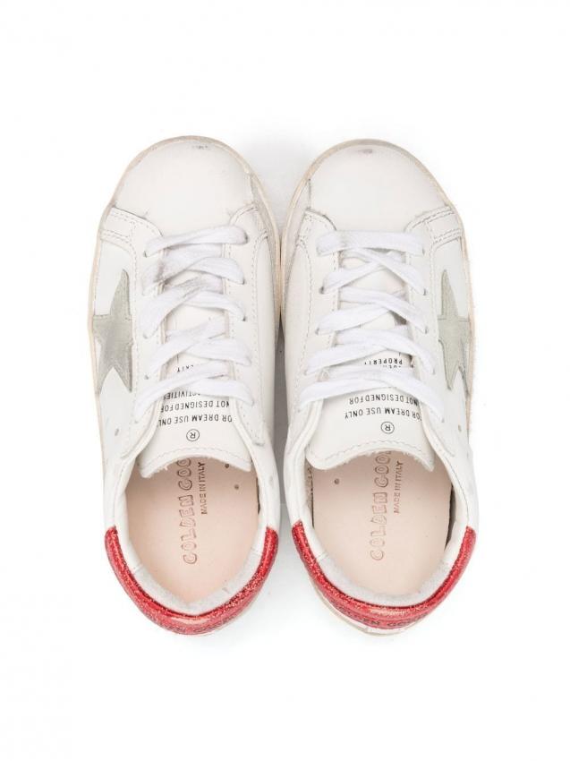 Golden Goose Kids - Super-Star lace-up sneakers red heel