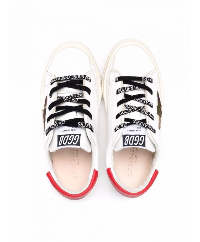 Golden Goose Kids - Superstar distressed lace-up trainers camo red