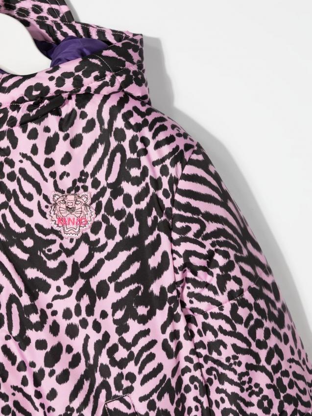 Kenzo Kids - animal-print embroidered puffer jacket
