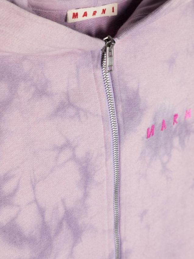 Marni Kids - logo-print tie-dye zip-up hoodie