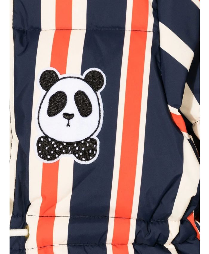 Mini Rodini - panda-motif striped padded jacket