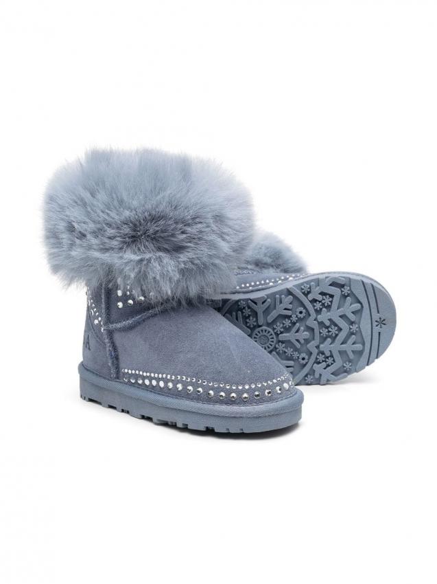 Monnalisa - crystal-embellished fur-lined ankle boots