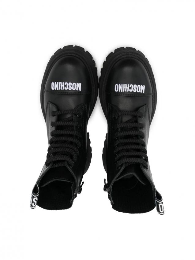 Moschino Kids - logo-lettering combat boots