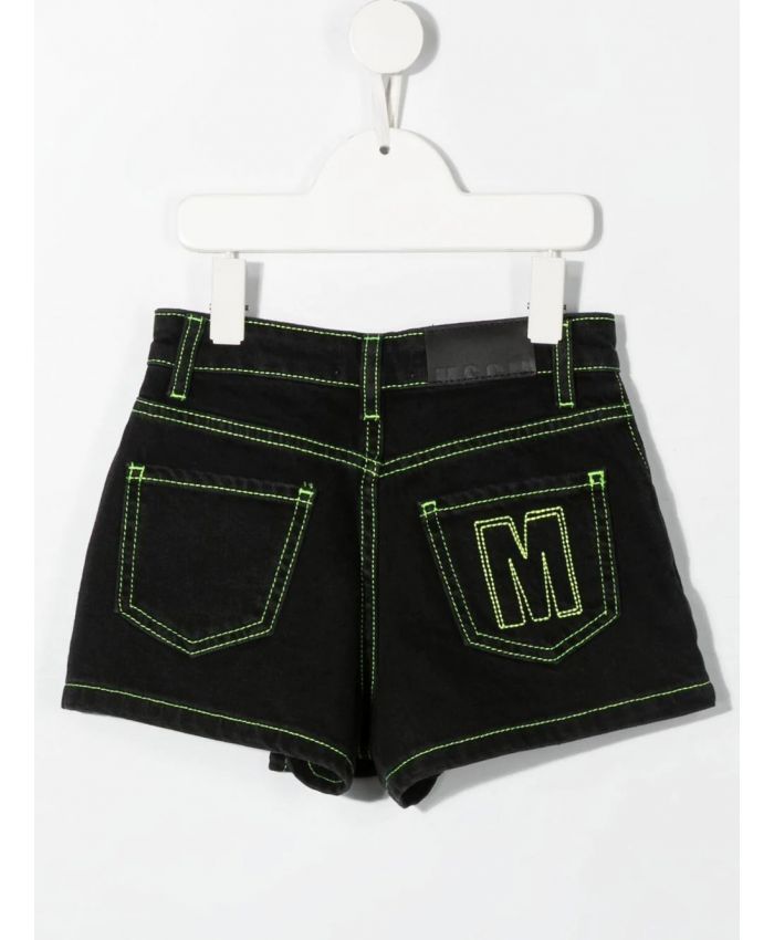 MSGM Kids - logo-embroidered denim shorts