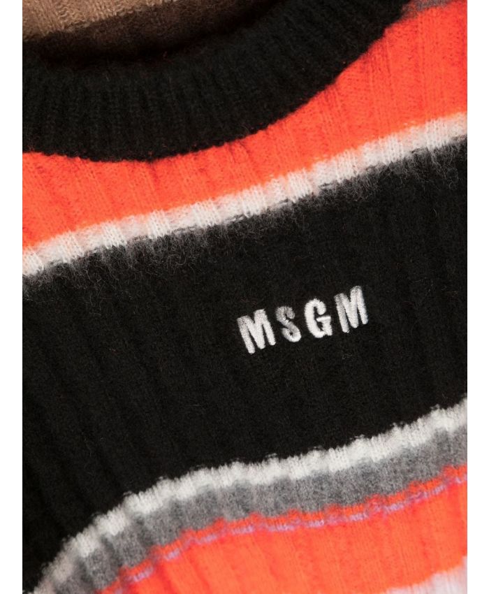 MSGM Kids - embroidered-logo striped jumper