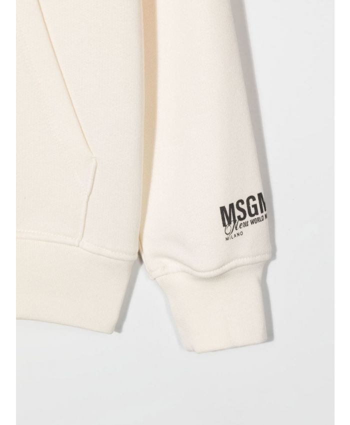 MSGM Kids - embroidered logo cotton hoodie