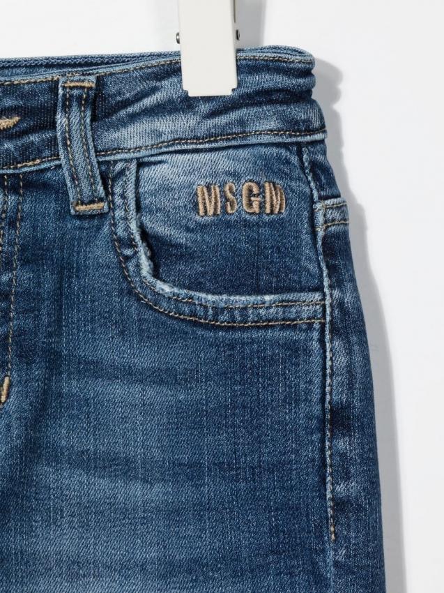 MSGM Kids - embroidered-logo slim-cut jeans