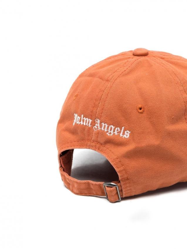 Palm Angels - distressed logo-embroidered cap brick