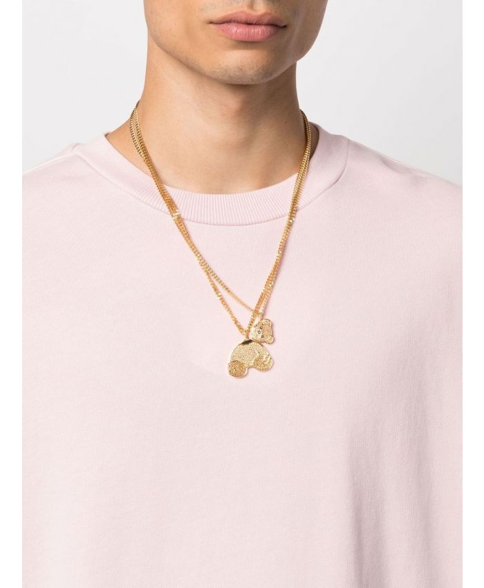 Palm Angels - crystal-embellished bear pendant necklace