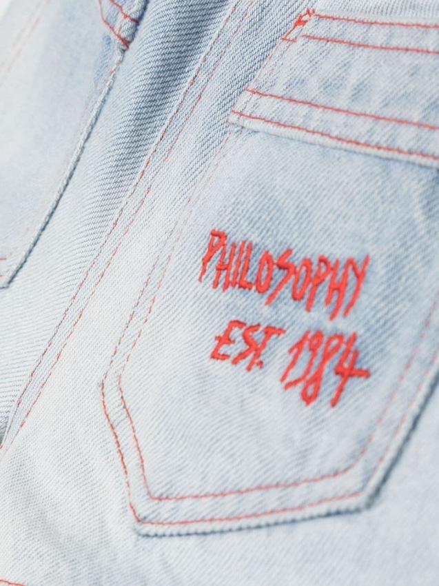 Philosophy Kids - logo-embroidered denim shorts