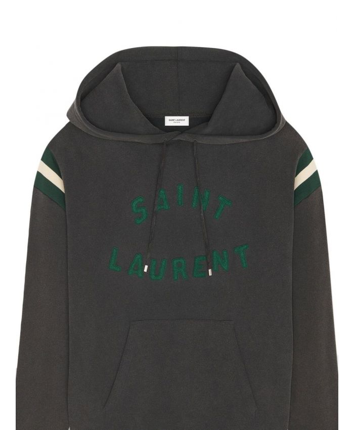 Saint Laurent - logo-patch cotton hoodie