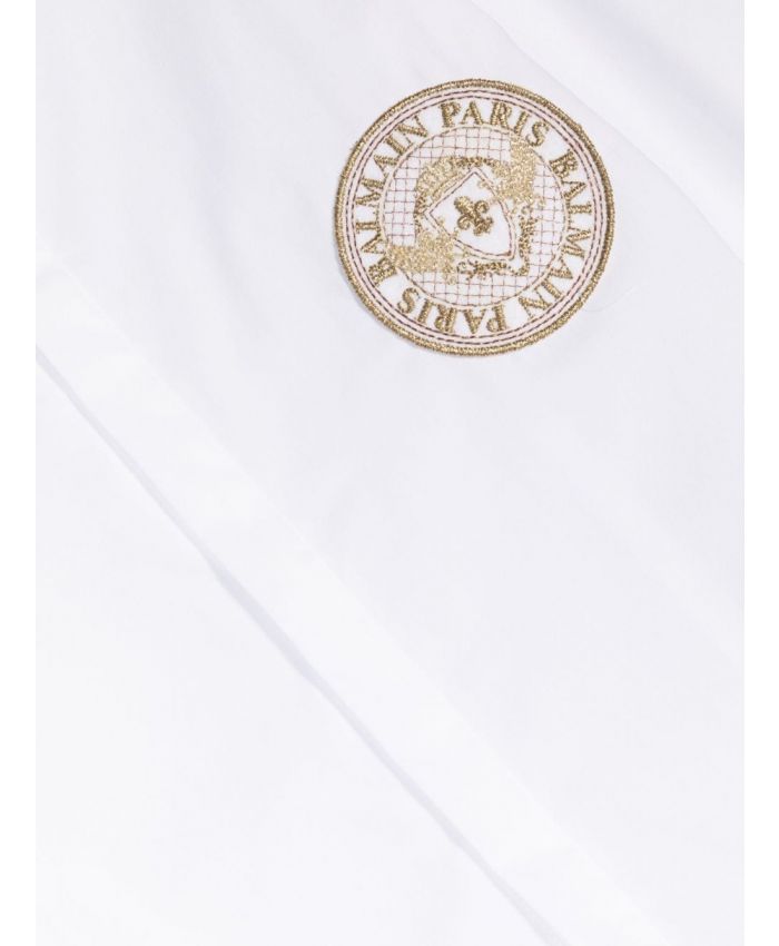 Balmain Kids - logo-embroidered cotton shirt